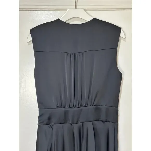 Ramy Brook Quinn Plunge-Neck Gown Dress Black Size 10 NWT Bold Front Slit